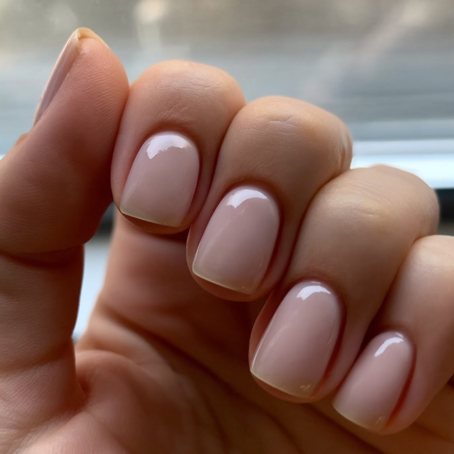 Ongles nude beige satiné — Valentine Schmitz esthéticienne Bilstain